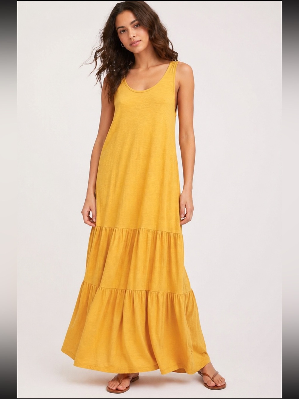 GAP Yellow Tiered Maxi Dress Womens XS Small Sleeveless Tank Sundress Cotton